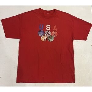UNITED STATES OLYMPICS Vtg 1990s Red‎ Soft Cotton USA T-Shirt Mens Adult XL